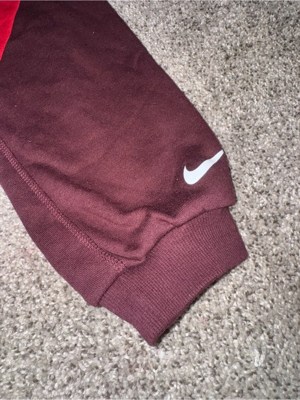 Nike Kids Maroon Joggers with Red Swoosh Accent
